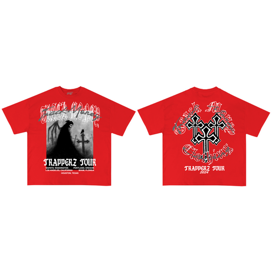 "TRAPPERZ TOUR" Red Oversized Tee