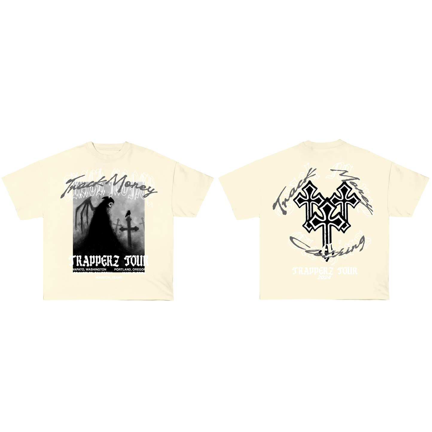 "TRAPPERZ TOUR" Cream Oversized Tee