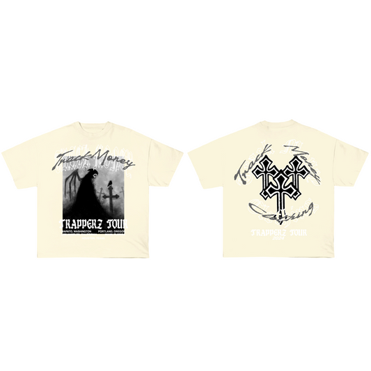 "TRAPPERZ TOUR" Cream Oversized Tee