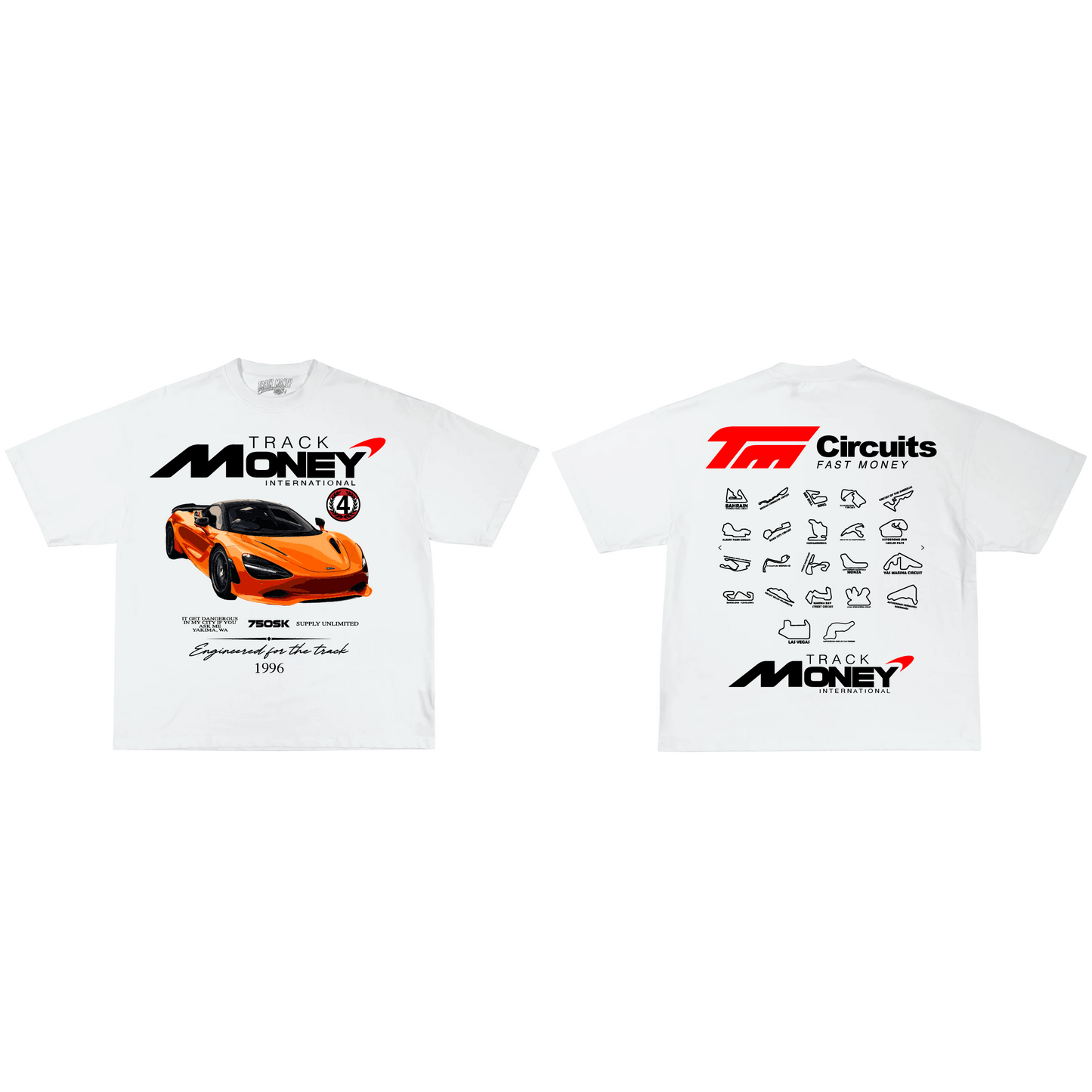 "F1 Track Money" White Oversized Tee